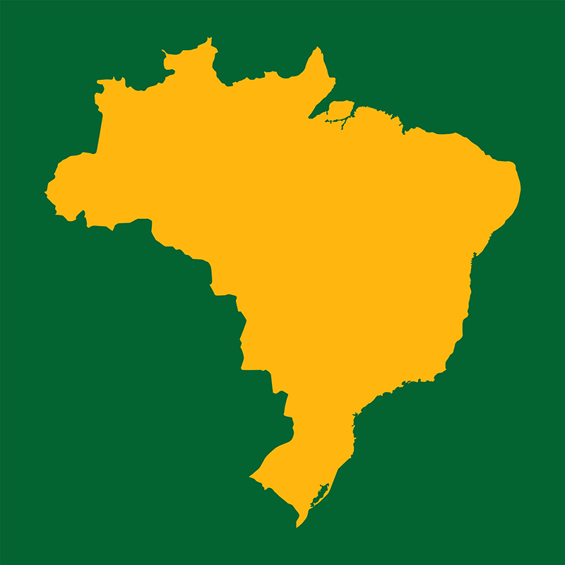 Território brasileiro, com as cores verde e amarelo, representando alguns dos símbolos nacionais do Brasil.
